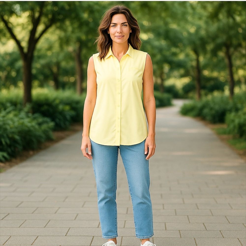 Eddie Bauer Top Womens XL Yellow Performance Outdoor Moisture Wicking Breathable